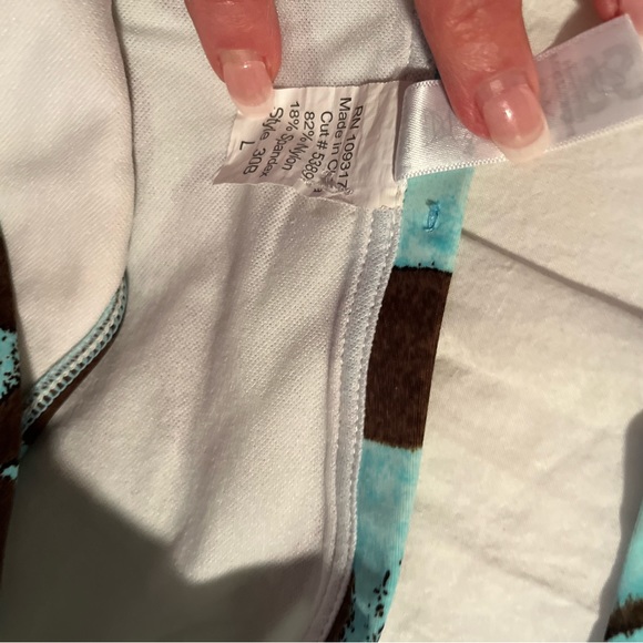 Tankini, sarong and sun hat. Brown/teal. Size 10 - Picture 2 of 8